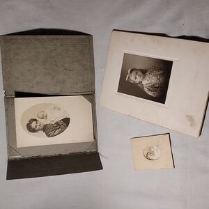 Antique Cabinet Card Photos Woman & Child Girl